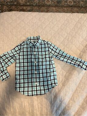Janie and Jack Blue & Black Plaid Button-Down Shirt